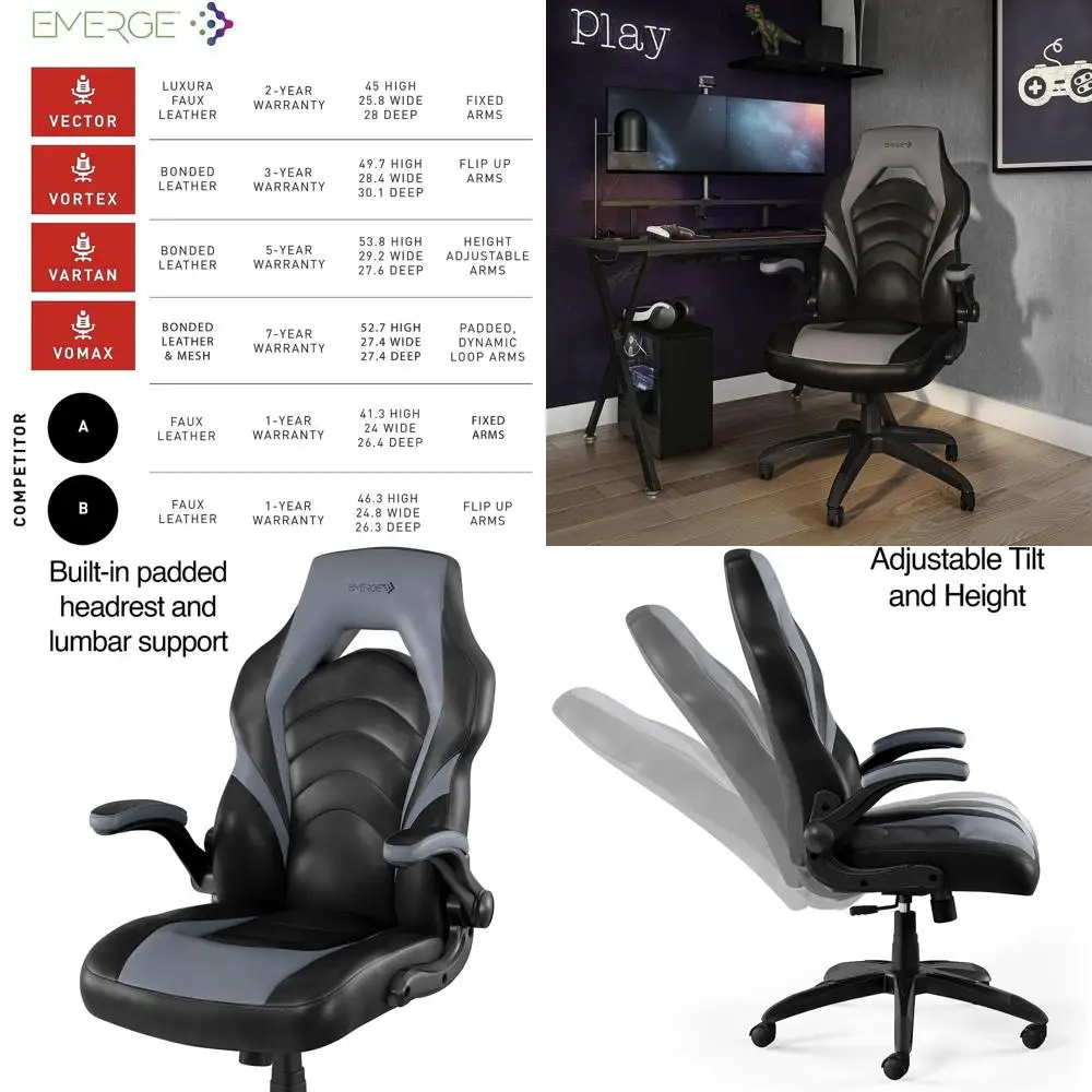 Gaming Chair - Ergonomic Adjustable Gaming Chair, Height-Modifiable, Swivel,
