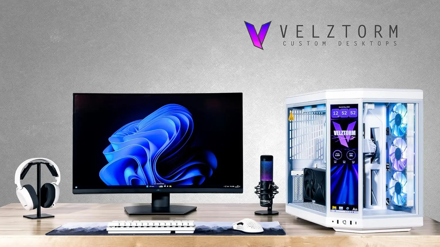 Velztorm LCD White Praetix Cus - đánh giá và giá Pc Gaming Y70