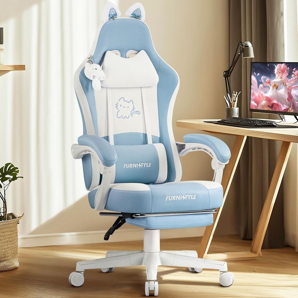 Ergonomic Blue/White Gaming Ch - đánh giá và giá Gaming Chair